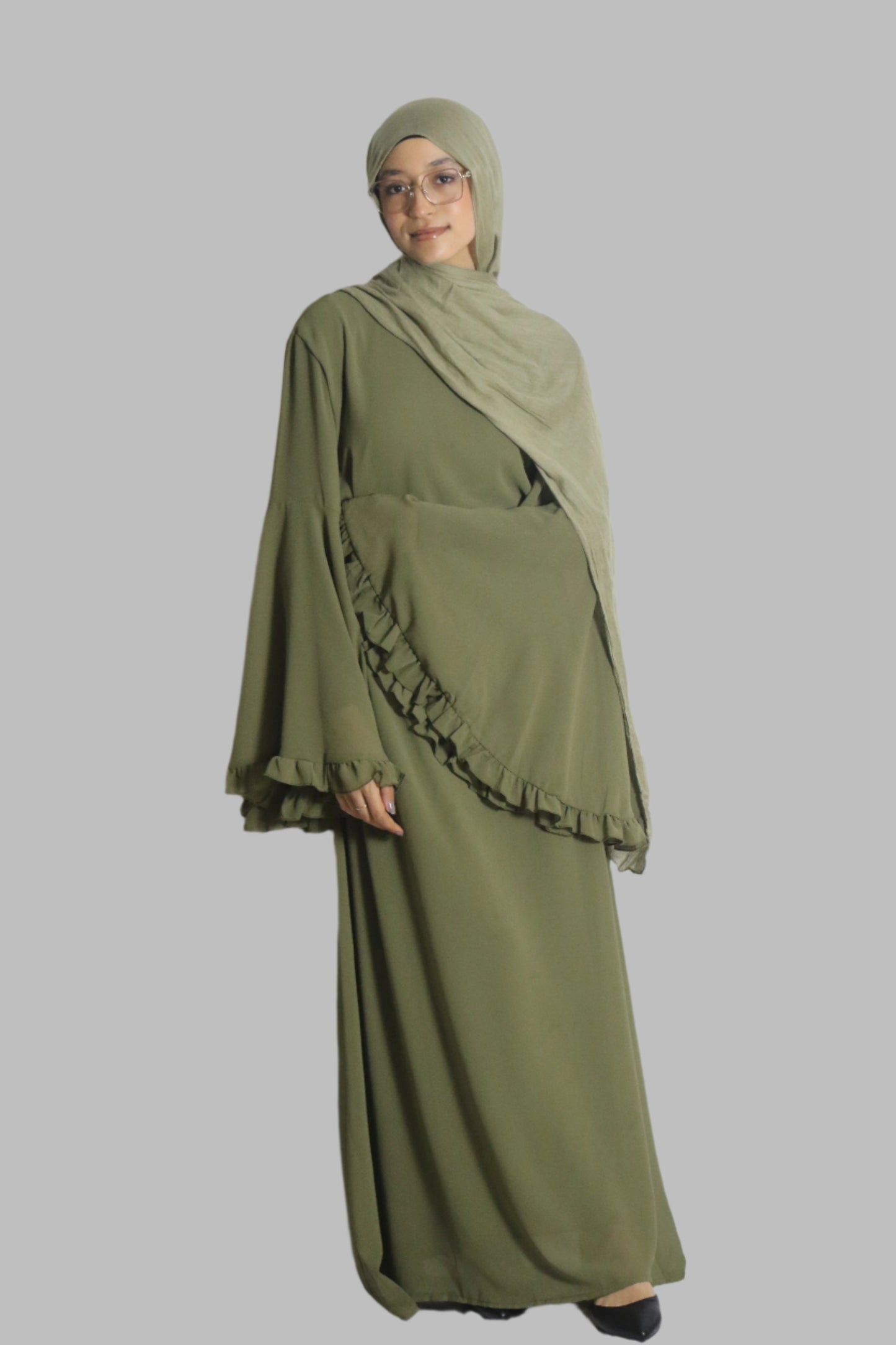Timeless Ruffled Bell Sleeve Dress